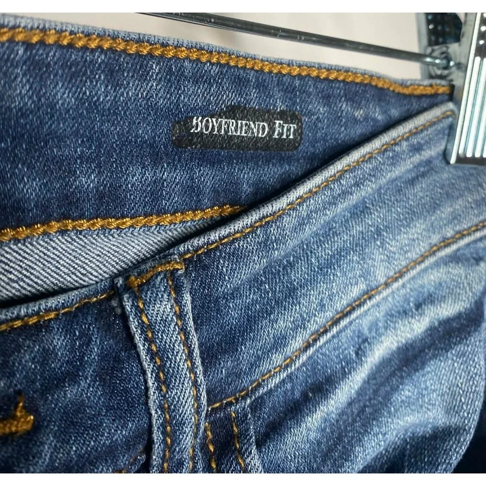 Judy Blue Boyfriend Fit Jeans Womens Size 5/27 Blue Medium Wash Denim Distressed
